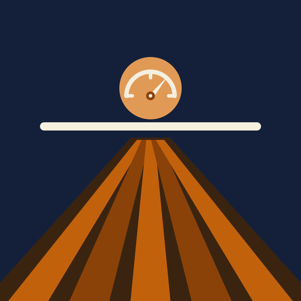 Back Forty app icon — a copper tilled field under a slate sky